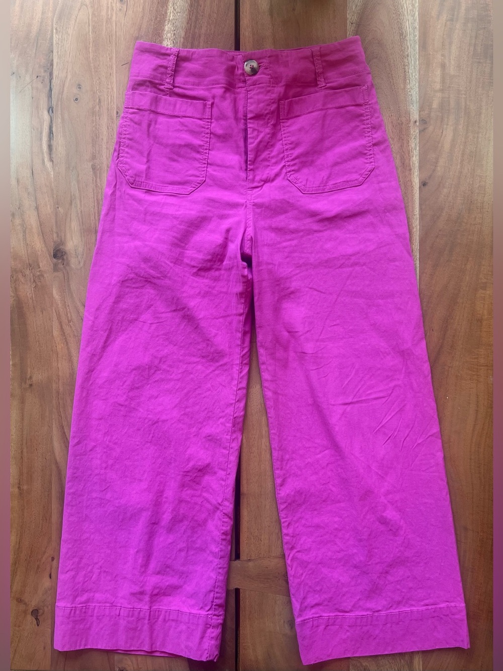 Anthropologie Bright Magenta Cropped Wide-Leg Pants